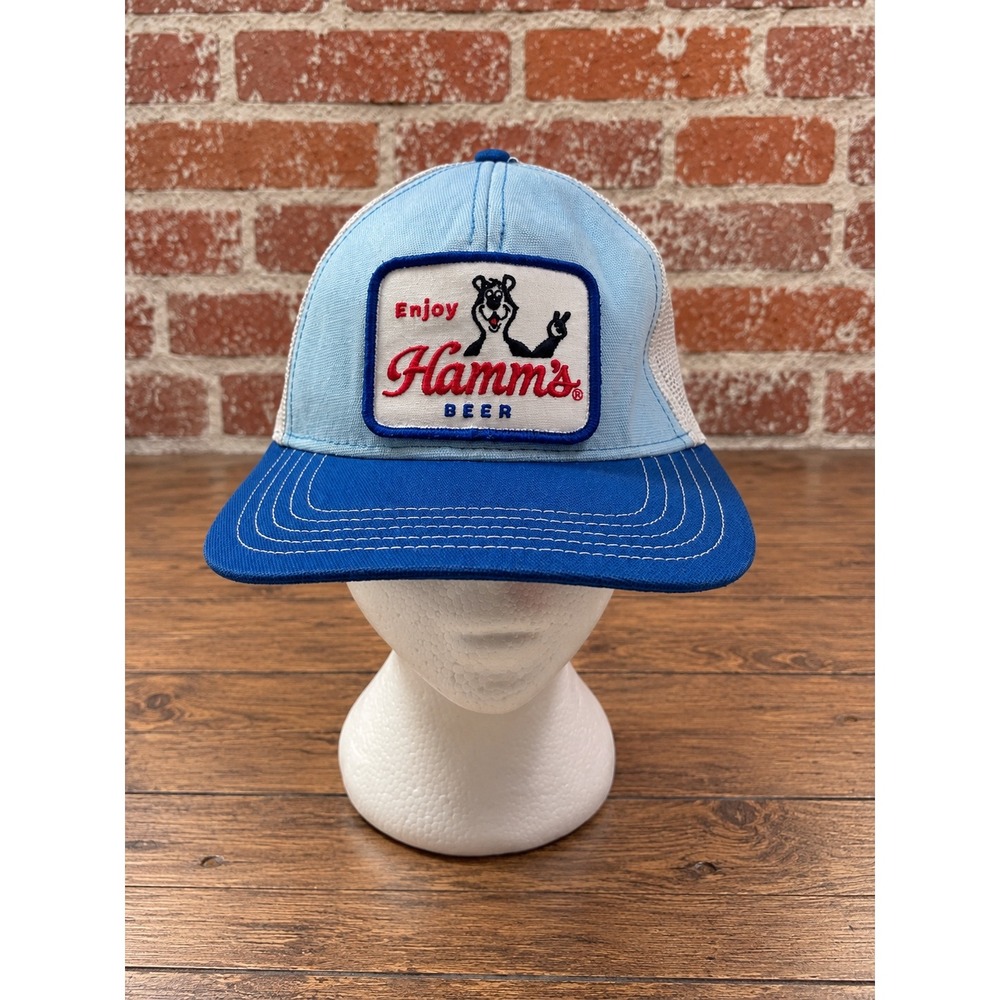 American Needle Hamms Beer Trucker Hat Mesh Snapback Cap MN Retro Americana